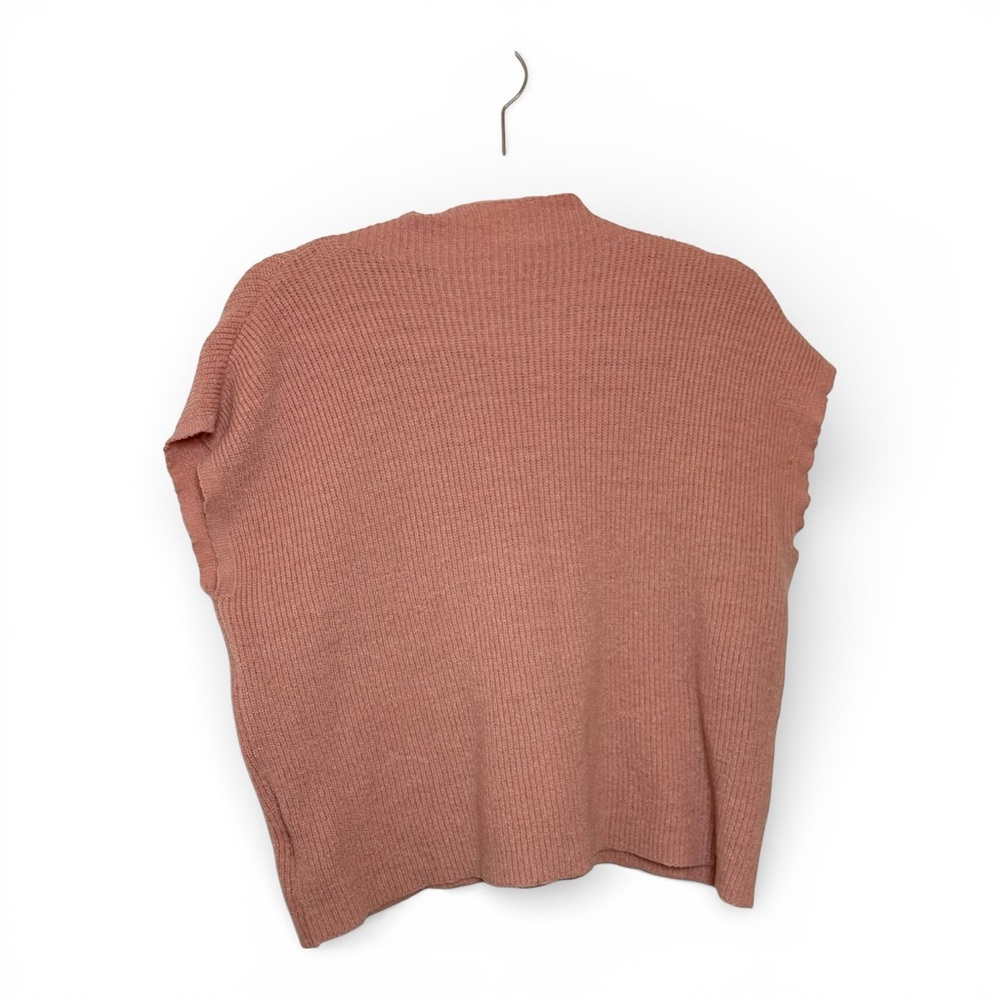 Dusty Rose Pink Cropped Knit Short Sleeve Sweater Vest Minimalist Large - Picture 3 of 6